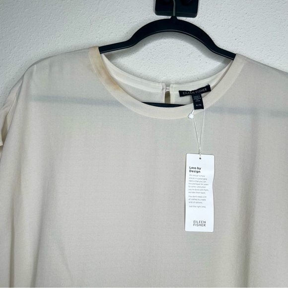 Eileen Fisher Bone Silk Georgette Crew Neck Top, size XL NWT - Picture 4 of 5